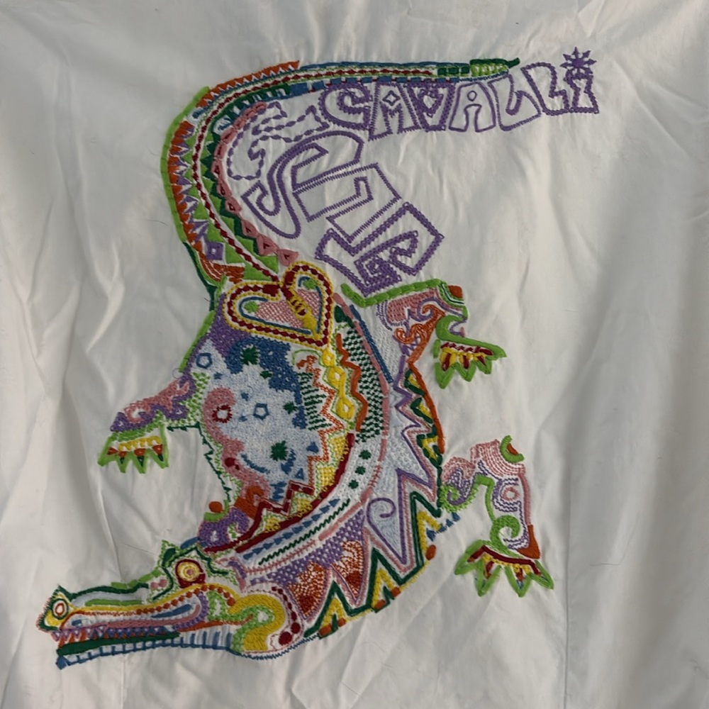 Just Cavalli White Gator Embroidered Snap Buttondown Shirt XXL - Picture 5 of 5